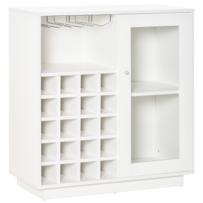 HOMCOM Mobile Portabottiglie per 20 Vini con Porta Calici Bianco