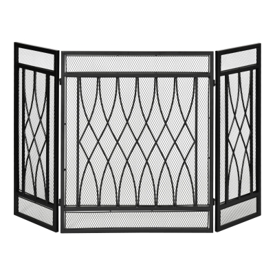 HOMCOM 3-Panel Metal Folding Fireplace Screen 126cm
