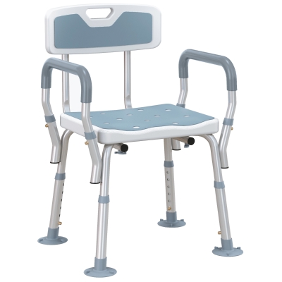 HOMCOM EVA Shower Chair Height Adjustable Light Blue