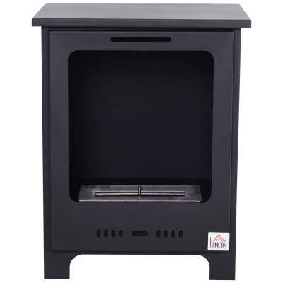 HOMCOM Bioethanol Kamin  0,9 L Ethanol Brenner, 3 Std. Brenndauer, Innenkamin ohne Rauch, Metall, 40 x 30 x 50 cm, Tischkamin für Wohnzimmer & Schlafzimmer