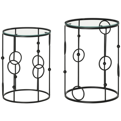 HOMCOM Set 2 Tavolini da Caffè Impilabili Ø41x57cm e Ø36x51cm