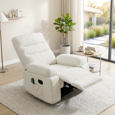 HOMCOM Fauteuil Massage Électrique Inclinable Crème Vibration