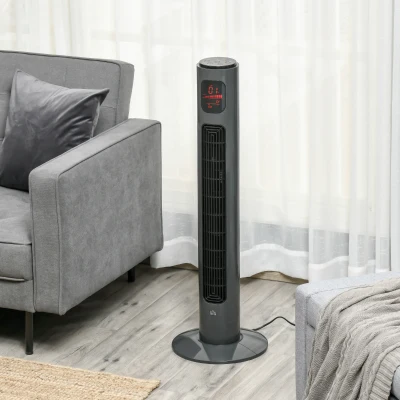 HOMCOM 38'' Tower Fan 3 Speed 12h Timer Oscillation Dark Grey