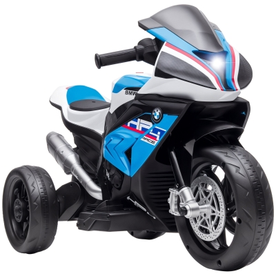 HOMCOM Moto Eléctrica BMW HP4 para +18 Meses con Música USB Velocidad 2,5 km/h Avance y Retroceso 82,5x42x54 cm Azul