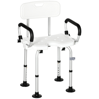 HOMCOM Height Adjustable Shower Chair with Back White