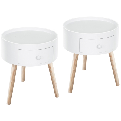 HOMCOM Tables Basses Scandinaves Ronde Lot de 2