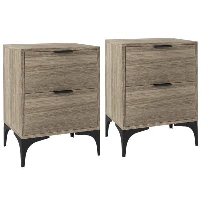 HOMCOM Set of Two Wood Effect Bedside Tables