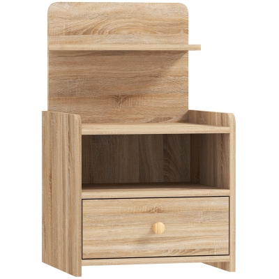 HOMCOM Bijzettafel, Nachtkastje met Opbergruimte, Spaanplaat, Kantelveilig, Modern, Natuurlijk Hout