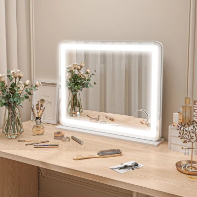 HOMCOM Miroir LED 80x62cm 3 Modes Grossissant USB Tactile