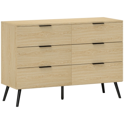 HOMCOM Commode Moderne 6 Tiroirs Anti-Basculement Bois