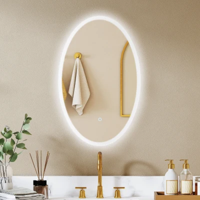HOMCOM Miroir LED Ovale 80x50 cm Anti-buée Dimmable Salle de Bain