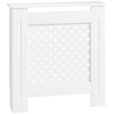 HOMCOM Cache Radiateur Bois Blanc Grille Croisée 78x19x82 cm