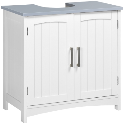 kleankin Meuble Sous Lavabo Blanc avec Étagères Réglables