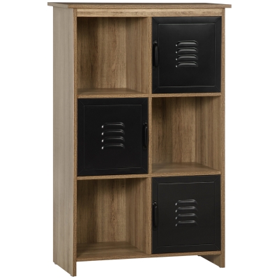 HOMCOM Bibliothèque Industrielle Bois/Métal - 3 Niches