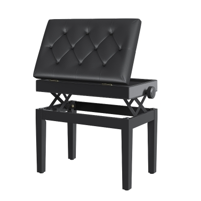 HOMCOM Klavierbank Höhenverstellbar Sitzbank mit Stauraum, Holzbeine, Klavierhocker aus Kunstleder, für Musikzimmer, belastbar bis 200 kg, 54,5 x 33 x 48-58 cm, Schwarz