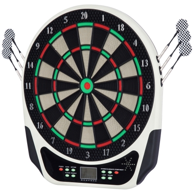 HOMCOM Elektronische Dartscheibe Dartboard mit Englische Sprachansagen LED-Anzeigen 6 Darts 24 Dartköpfe 18 Spiele 159 Varianten Dartautomat Dartscheibe Set für bis zu 8 Spieler