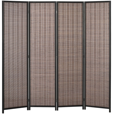 HOMCOM Paravent Bois Pliable 4 Panneaux 180x180cm Marron