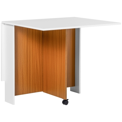 HOMCOM Folding Dining Table Workstation Teak Colour, White