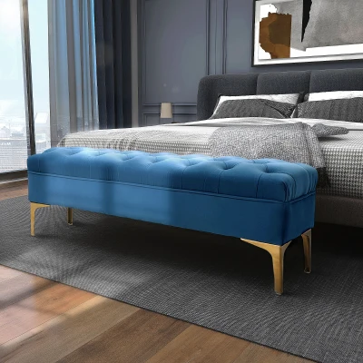 HOMCOM Panca fondoletto 118cm x 45cm x 42cm Blu