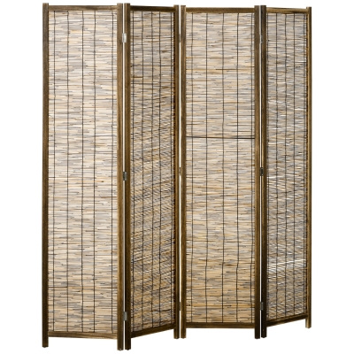 HOMCOM Paravent Bois 4 Panneaux Pliable 160x170cm - Naturel