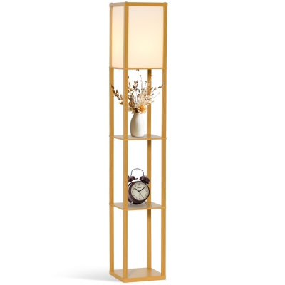 HOMCOM 3-Tier Floor Lamp with Shelf 160cm Natural