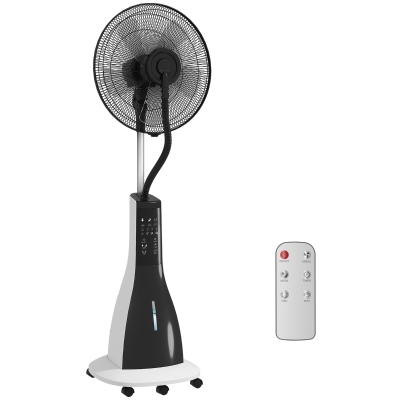 HOMCOM Misting Pedestal Fan 3L Tank with Wheels Home