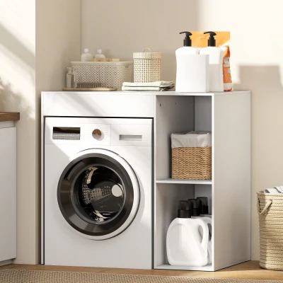 HOMCOM Meuble Lave-Linge Autoportant 2 Étagères Blanc