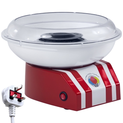 HOMCOM Cotton Floss Machine Red with 10 Bamboo Sticks