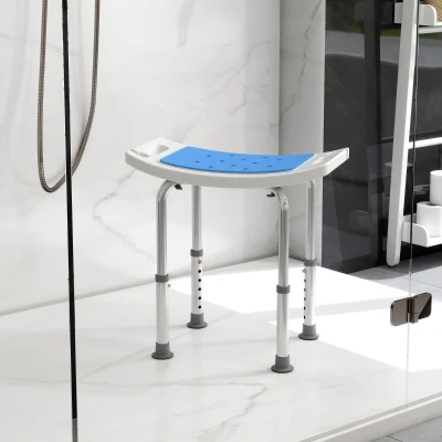 HOMCOM Height Adjustable Aluminium Shower Stool Blue