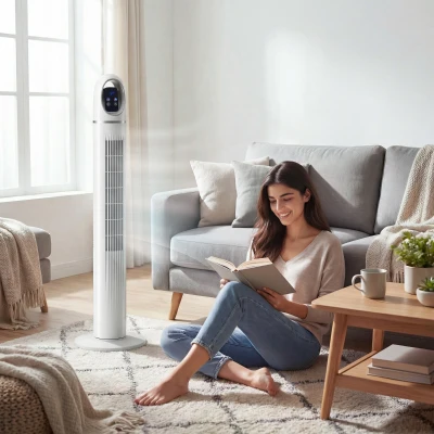 HOMCOM Ventilador de Torre con Control Remoto 3 Velocidades 3 Modos Temporizador 24H Oscilación 70° Pantalla LED Blanco