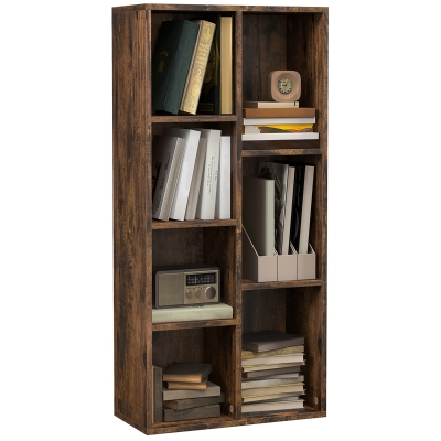 HOMCOM Seven-Cube Bookcase Rustic Brown Wood Effect