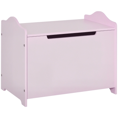 HOMCOM Wooden Kids Toy Box Storage Chest Pink