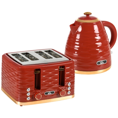 HOMCOM 3000W Kettle & Toaster Set 1.7L Red
