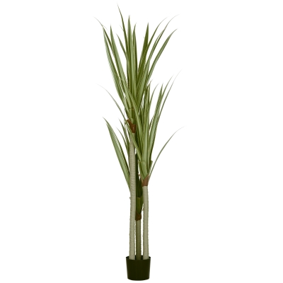 HOMCOM Yuca Artificial 190cm Planta Artificial con 39 Hojas Decoración para Hogar Salón Oficina Jardín Ø17x190 cm Verde