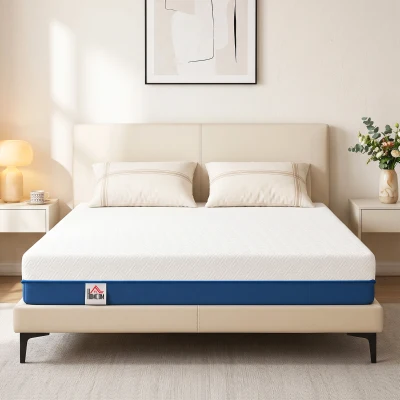 HOMCOM Colchão 190x140 cm Espessura 20 cm Colchão Viscoelástico com Chá Verde Firmeza Média Cama Refrescante com Espuma de Gel