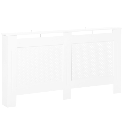 HOMCOM Cobertura para Radiador em MDF com Ripas e Prateleira Superior 151,5x19x82 cm Branco