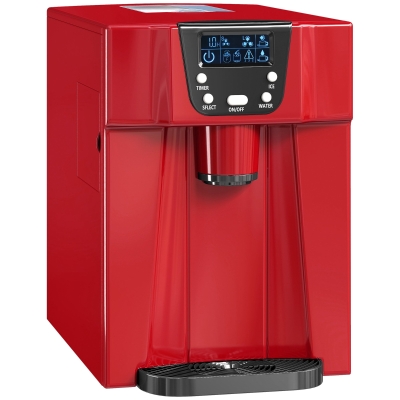 HOMCOM Ice Maker & Water Dispenser 3L 12kg/24H Red