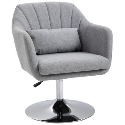 HOMCOM Swivel Accent Chair Light Grey with Lumbar Support