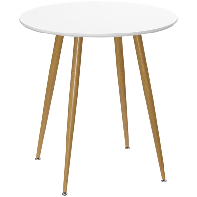 HOMCOM Mesa de Comedor Redonda para 2 Personas Mesa de Cocina Estilo Nórdico con Patas de Metal Ø72x75 cm Blanco Mate
