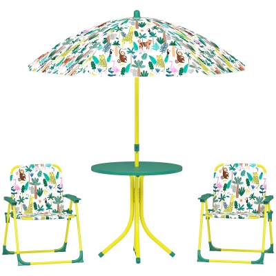 AIYAPLAY Tavolo da Picnic Bambini con Ombrellone Removibile Verde