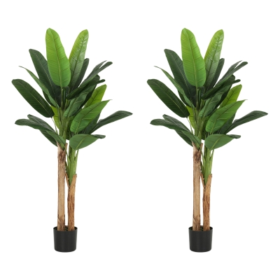 HOMCOM Lot 2 Plantes Artificielles Bananiers 150cm Intérieur Pot