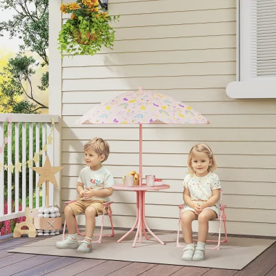 Kids Garden Table and Chair Set 50H x 49.5L x 49.5W cm Pink