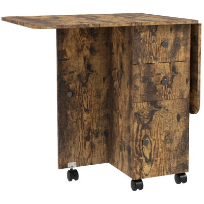 Folding Dining Table 120W x 60D x 76.5Hcm Rustic Brown