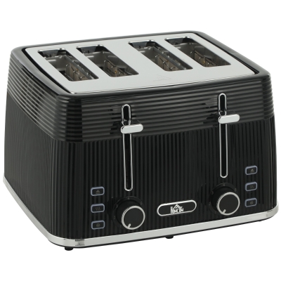 HOMCOM 4-Slice Toaster with Warming Racks Black
