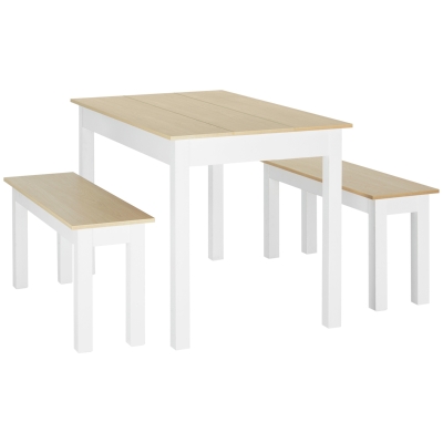 HOMCOM Table à Manger 3Pcs 2 Bancs Contemporain