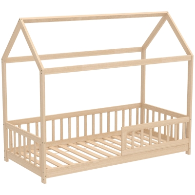 HOMCOM Struttura Letto per Bimbi a Forma di Casa, Color Legno
