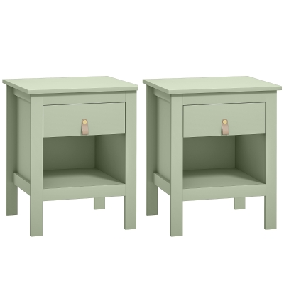 HOMCOM Lot 2 Tables de Chevet Vert avec Tiroir 45x40x55cm