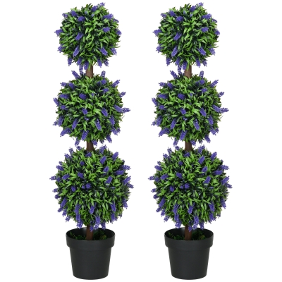 HOMCOM Set of 2 Lavender Ball Trees 110cm Indoor Outdoor