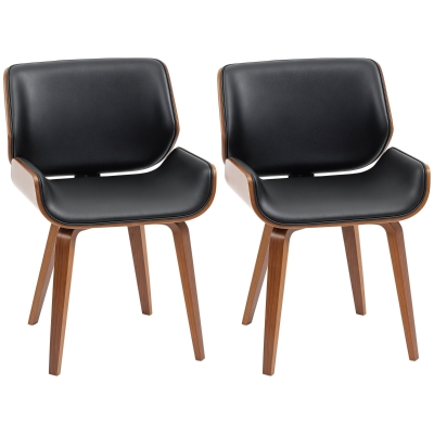 HOMCOM Chaises Salle à Manger Vintage Noir Marron 2pcs