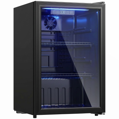 HOMCOM Drinks Fridge 70L 70-Can Under Counter LED Black